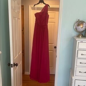 Chic One-Shoulder Burgundy Dress